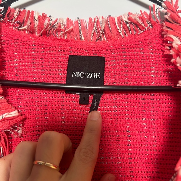 Nic + Zoe women’s open front fringe knit blazer NEW WITH TAGS SIZE L - Picture 3 of 7